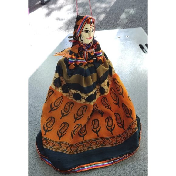 Topsy RAJASTHANI PUPPET Katnputi Indian Wooden Handmade Puppet Male Female RARE - Picture 6 of 16
